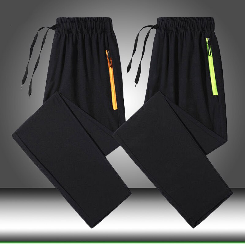 Summer Men Elastic Waist Pants Breathable Lightweight Quick Dry Trousers Male Cool Casual Joggers Sweatpants Male Zipper Pants