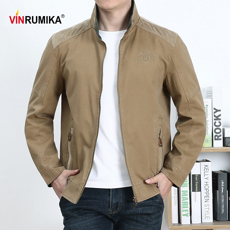 Large Size M-6XL 2021 Spring Autumn Middle Aged Men's Casual 100% Cotton Khaki Jacket Father Style Male Double Sided Wear C
