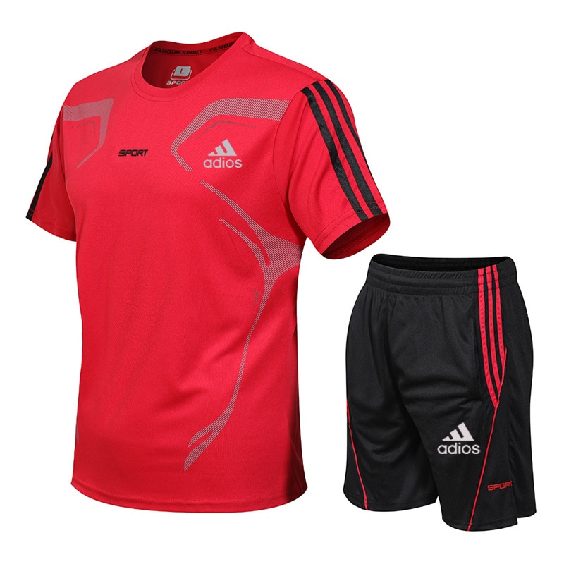 2021 New Summer T-Shirt Pants Suit Casual Brand Fitness Jogging Pants T-Shirt Hip-Hop Fashion Men's Sportswear 2-Piece Set