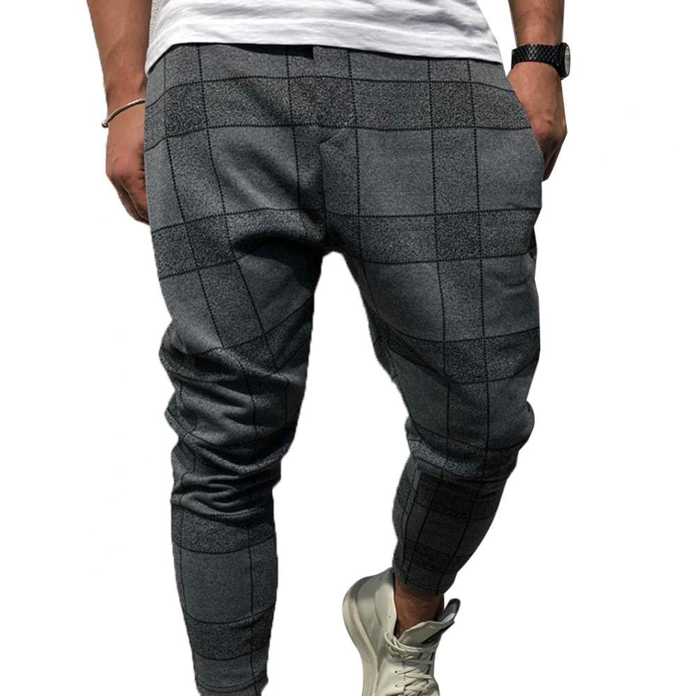 Casual Pants Fashion Men 3D Plaid Print Pocket Trousers Pencil Pants Casual Sports Gym Wear Casual Pants streetwear Men's P