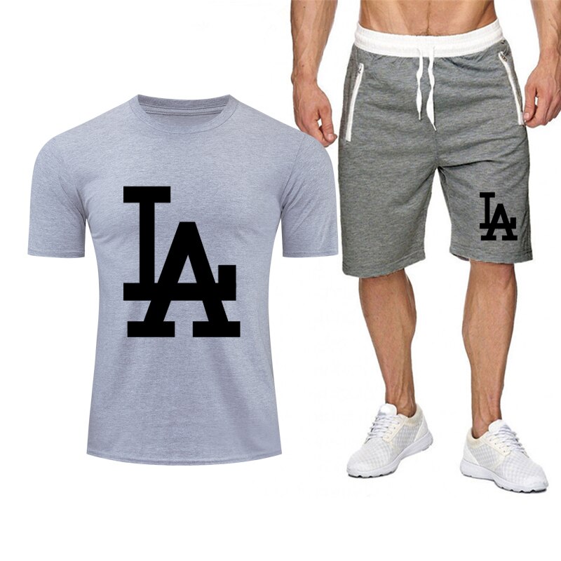 New men's sportswear summer suits men's fitness wear sports suits short-sleeved t-shirt shorts quick-drying 2-piece se