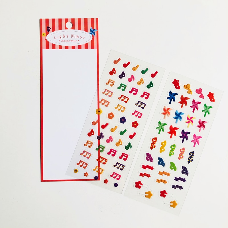 2 Sheets/Bag Light Music Notes and Windmill Decorative Stickers Diary Handbook Decoration