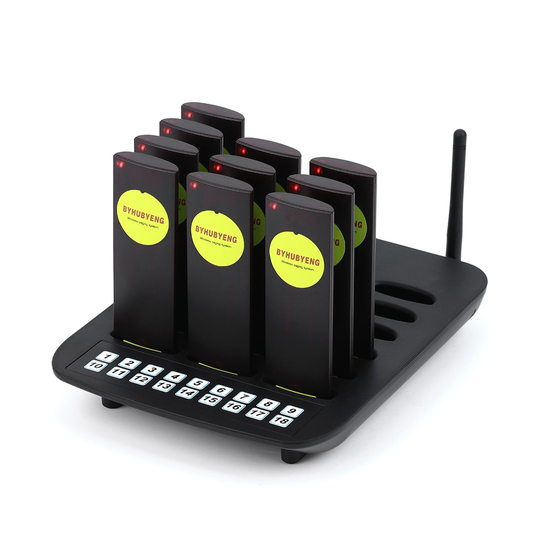 Wireless Calling System Slim Beepers 10 Pagers for Service Equipment Fast Food Court Kitchen Coffee Shop