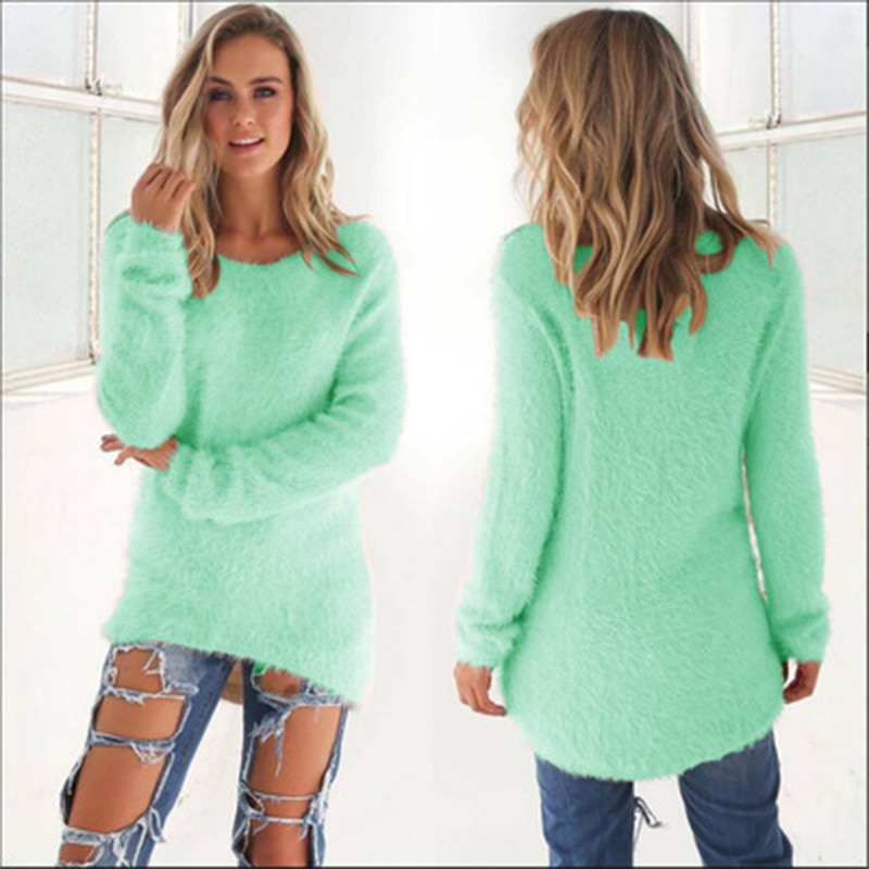 Autumn Winter Fashion Solid Color Long Sleeve Womens New Sweater Casual Loose Women Sweatershirt Lady Woll Cloth Sweaters Tops