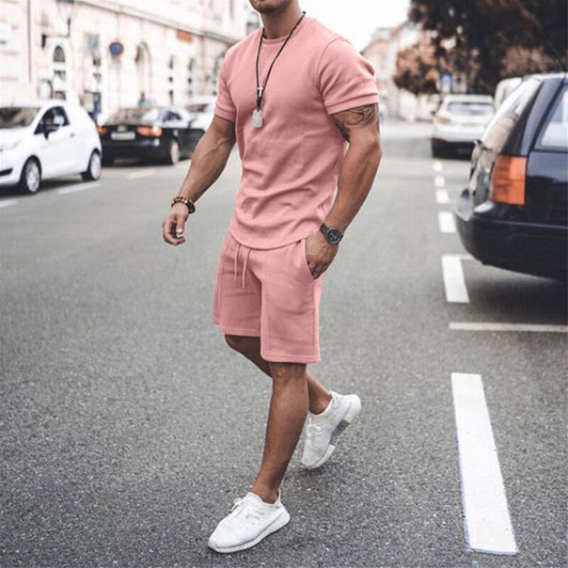 2021 T Shirt +Shorts Sets Summer New Men 2 Pieces Sets Casual Shorts Tracksuit Male Brand Set Short Sleeve Men's Clothing S