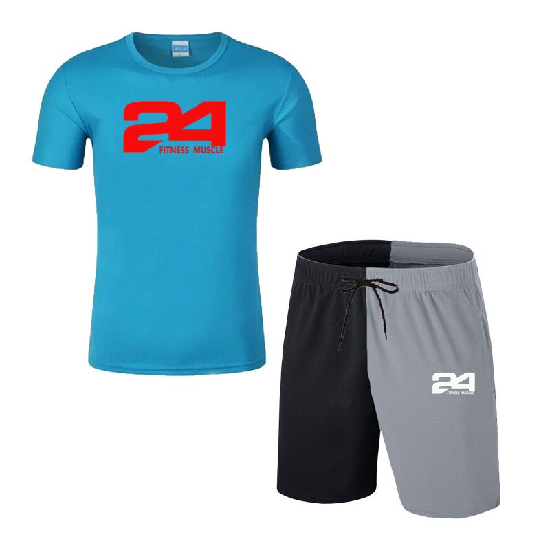Casual Men's Sets Summer Tracksuit Men Print Short Sleeve T-shirt 2 Piece+Shorts Quick Drying Short Set Fashion Sportswear 