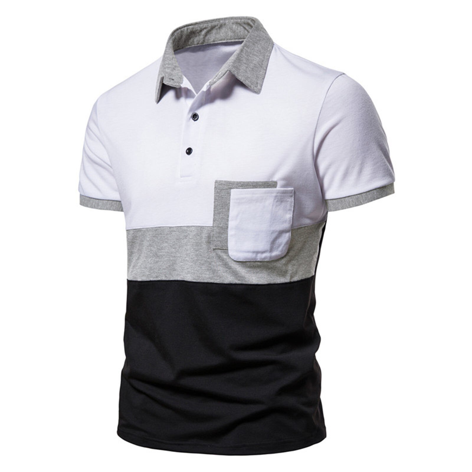 Men's Summer Office polo shirts Fashion Casual Three-color Stitching Short-sleeved Lapel Polo Shirts men clothing camisas 2