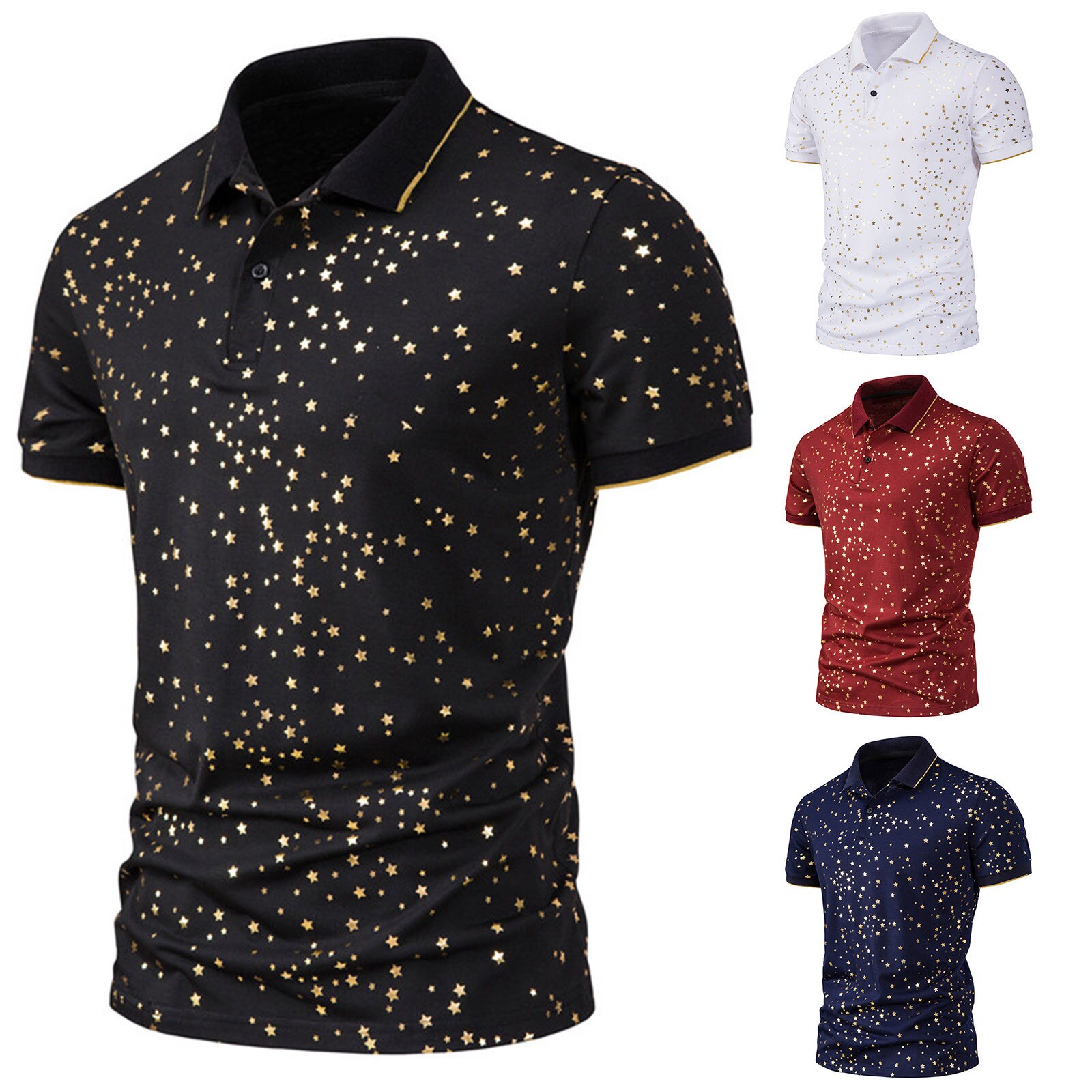 Men's Summer Sky Bronzing Print polo shirts Fashion Casual Short-Sleeved Lapel Polo Shirts camisas para hombre Men clothing