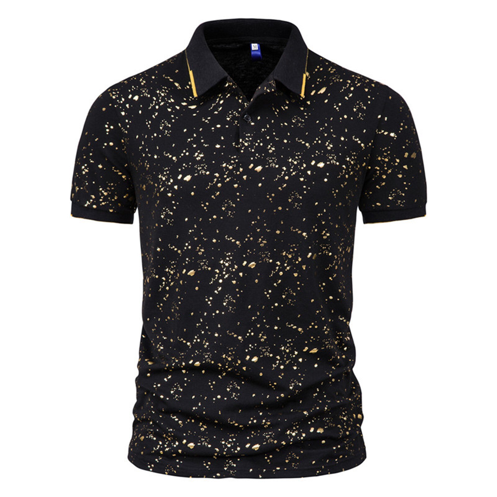 2021 Men's polo shirts Summer Fashion Gold Bronzing Print Short Sleeve Lapel Polo Shirts polos para hombre Men clothing фут