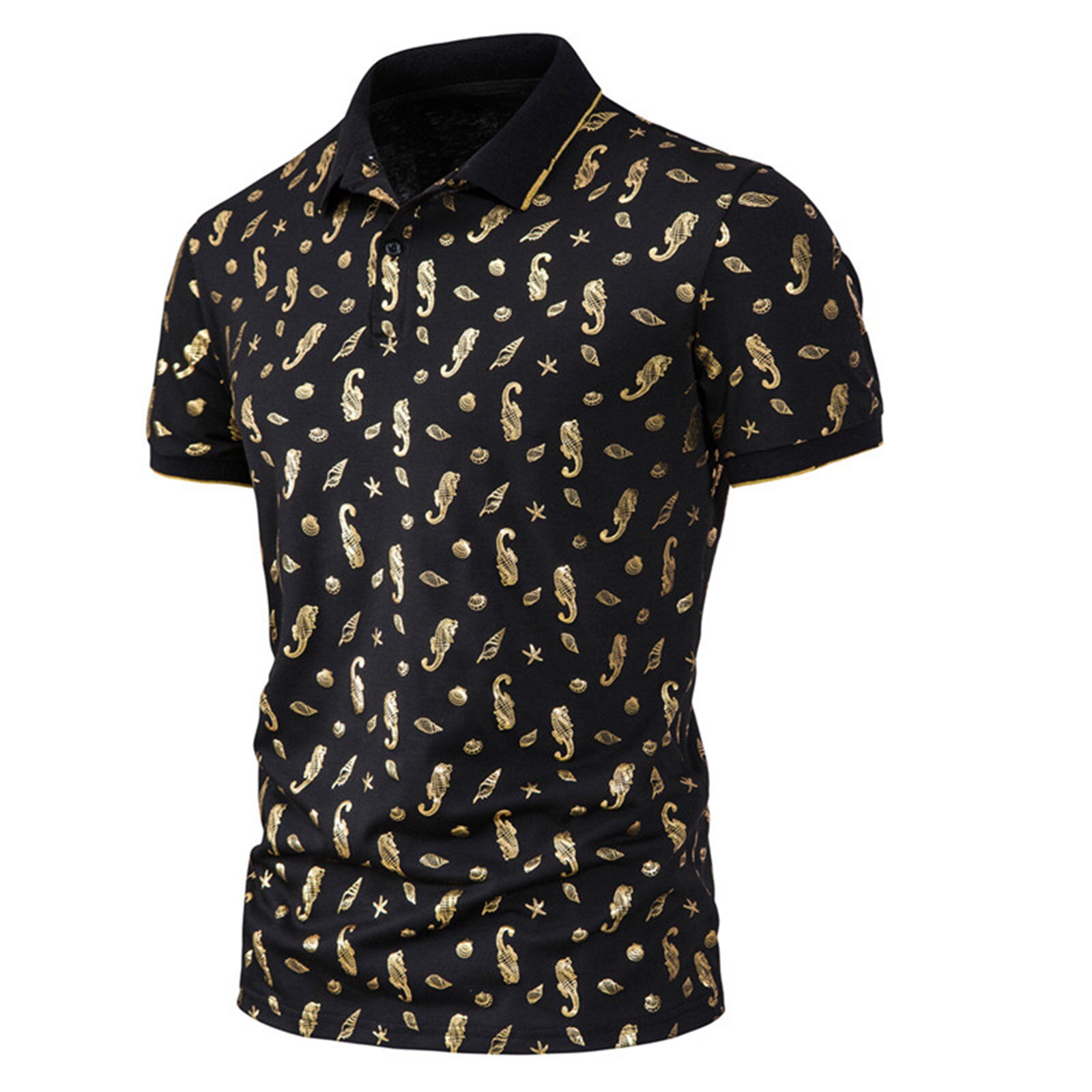 Men's polo shirts Summer Conch Bronzing Print Short-Sleeved Lapel Polo Shirts Men clothing 2021 chemise homme polos para ho