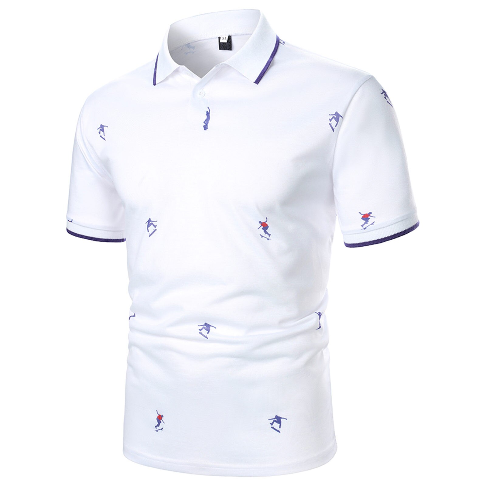 Men's Spring/Summer Polo Shirts Fashion Casual Skateboard Junior Print Button Short Sleeve Shirt male clothing ropa hombre 