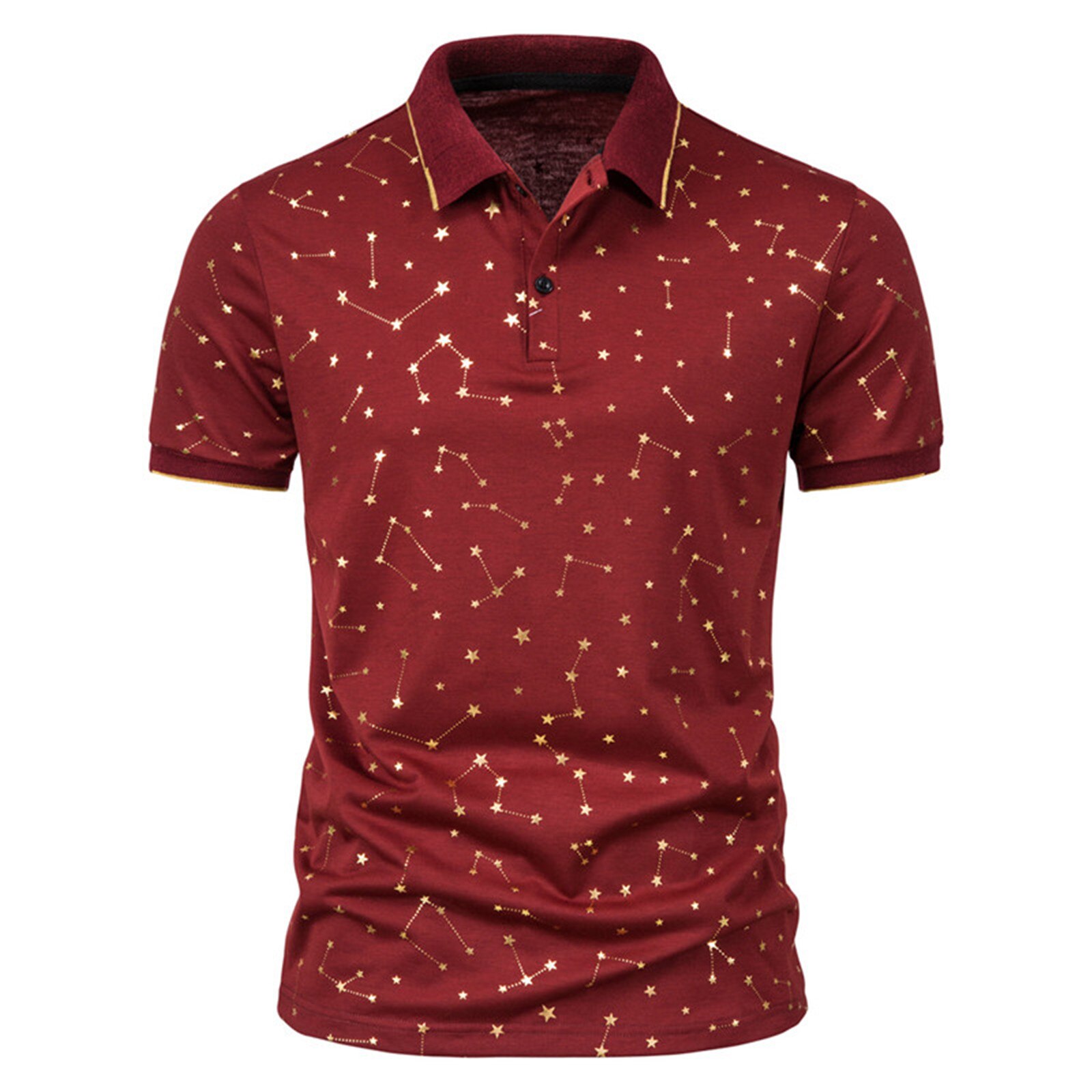 Men's Summer polo shirts Star Chain Bronzing Print Short-Sleeved Lapel Polo Shirts for men Top Men clothing chemise homme 2