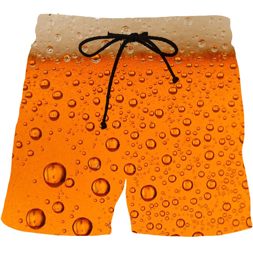 Men's Liqueur Graphic Beach Wines Shorts 3D Pattern Beer Boardshorts Men/Women Whiskey Bubbles Short Pants