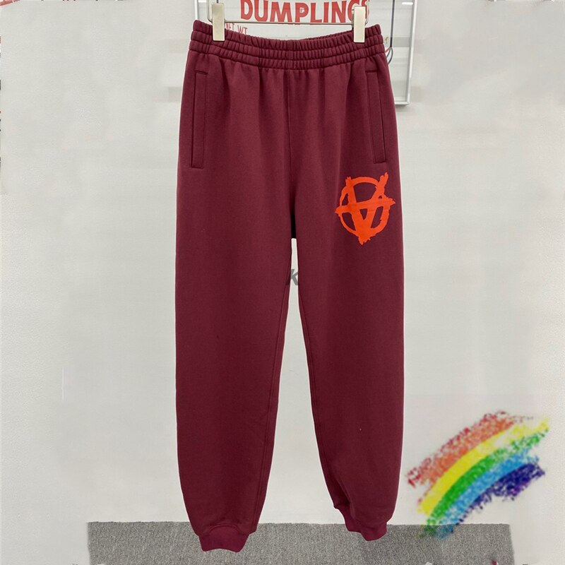 Foam Printing Vetements Anarchy Sweatpants Men Women 1:1 High Quality Vetements Pants Slightly Loose VTM Trousers