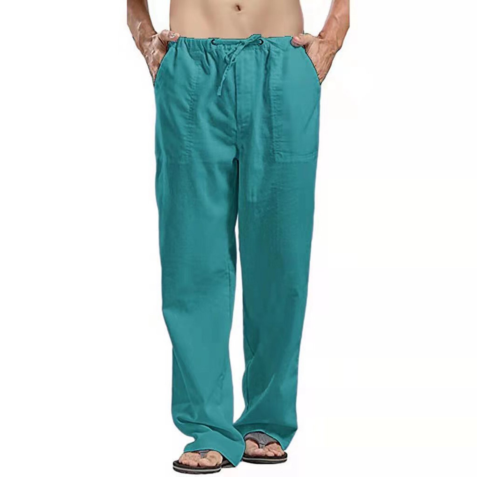Men Splicing Printed Overalls Casual Pocket Sport Work Casual Trouser Pants Solid Color Home Travel Bandage Casual Loose Comfort