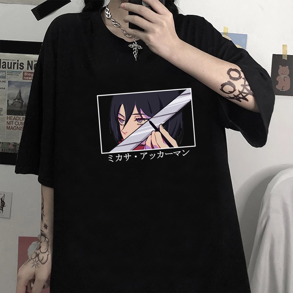 Attack On Titan Mikasa Tshirt Unisex Loose Anime Style Top