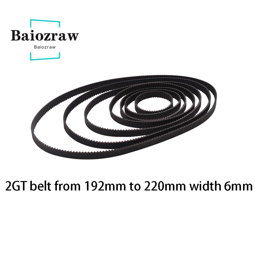 3D Printer Parts GT2 6mm Closed Loop Rubber Timing Belt 192 194 196 198 200 202 204 206 208 210 212 214 216 218 220mm 2GT 1pcs