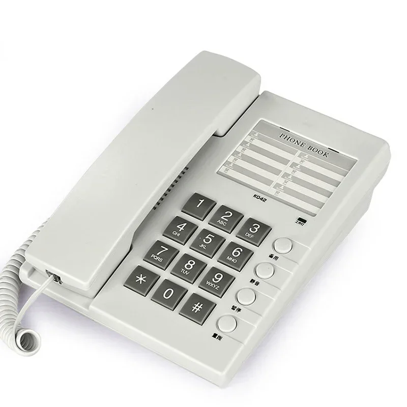 Corded Telephone, Home Hotel Desktop Phone Office Landline Fixed Telephones with Phone Number Paper, Mute and Redial Function