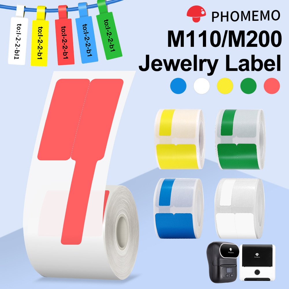 Phomemo M110 M200 M220 Label Paper Round F-type Jewelry Thermal Paper Sticker Multi-Purpose Label Tape Self-Adhesive Paper