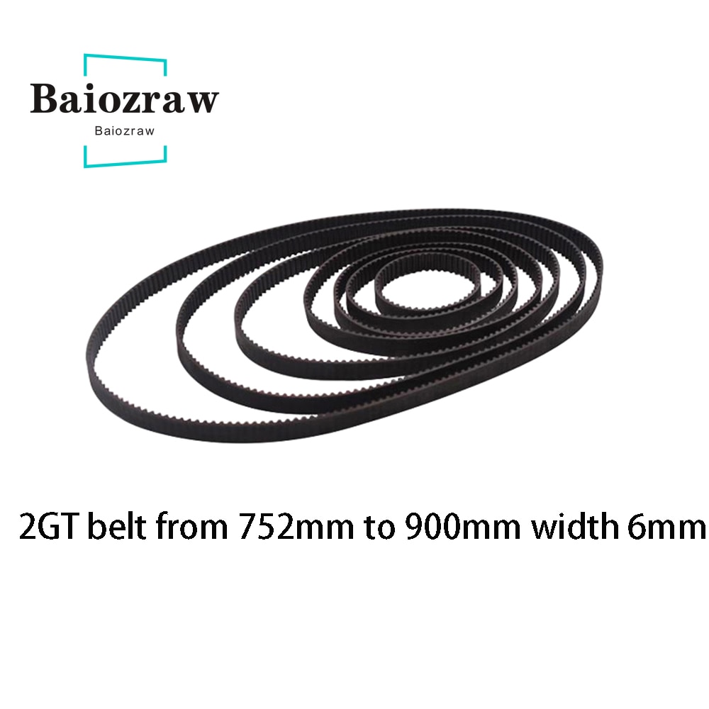 3D Printer Parts GT2 6mm Closed Loop Rubber Timing Belt 752 760 782 784 800 810 840 848 850 852 860 900mm 2GT 1pcs