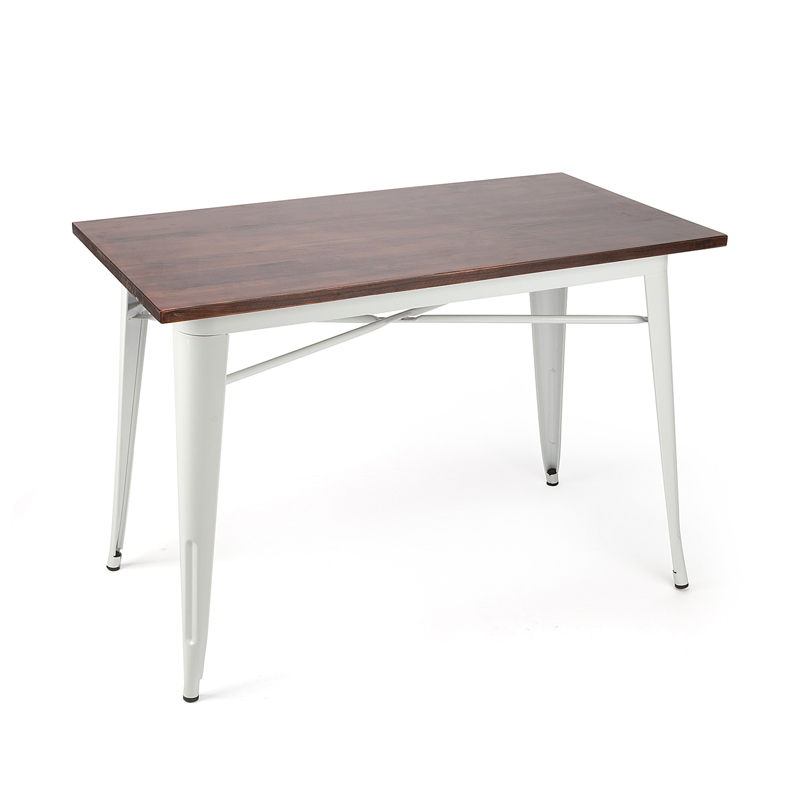 29.5 Inches (approximately 74.9 cm) high metal dining table with 43 x 23.6 square solid wood top kitchen table, heavy-duty indoo