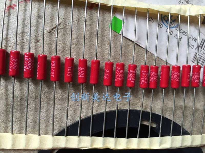 Original New 100% 1/8 500R 0.125W 0.05% TC10 low temperature drifting precision plating foot audio red resistance (Inductor)