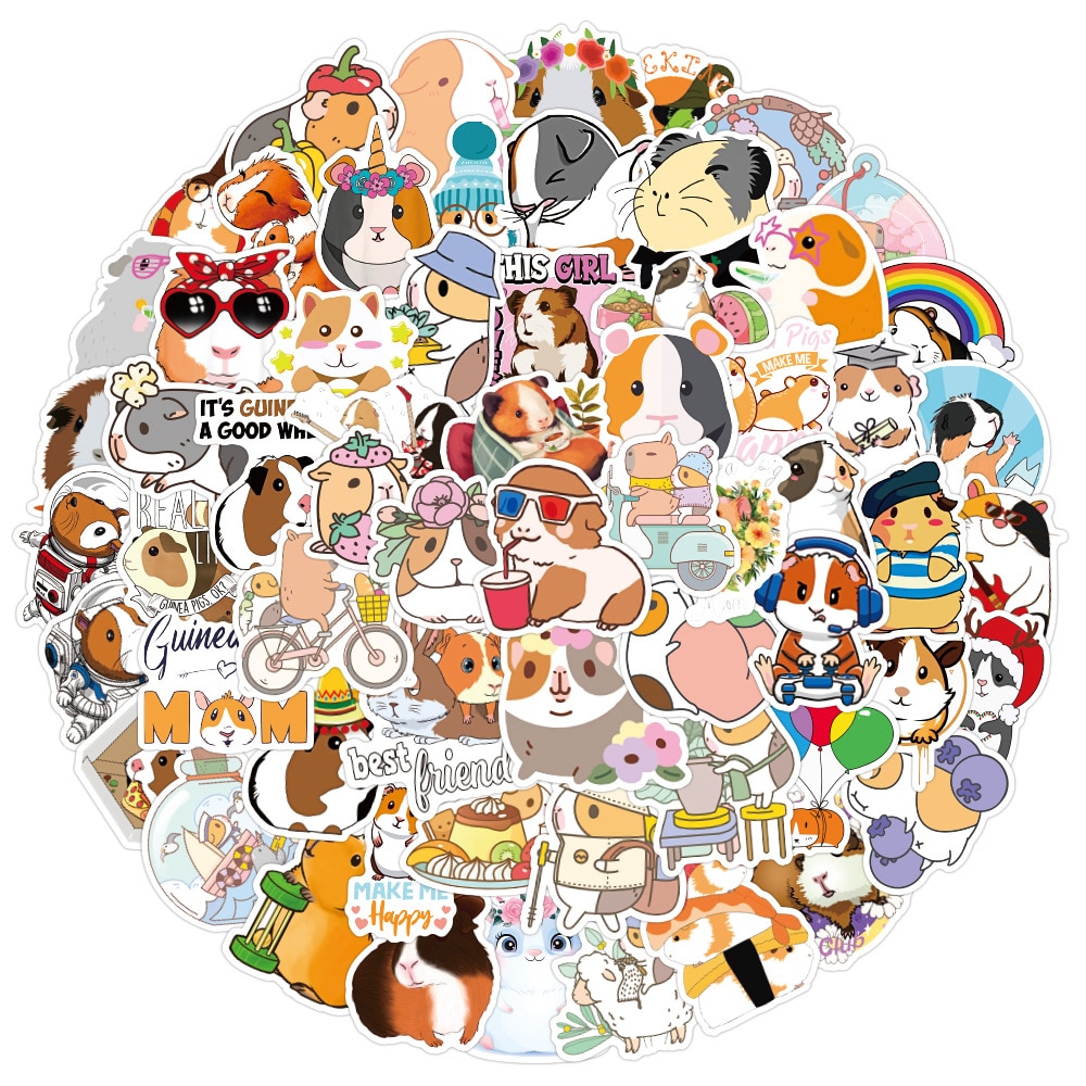 50/100Pcs Cute Cavia porcellus Animal Sticker Mixed Style Toys For Suitcase Laptop Bike Luggage Car Scooter Skateboard Sticker