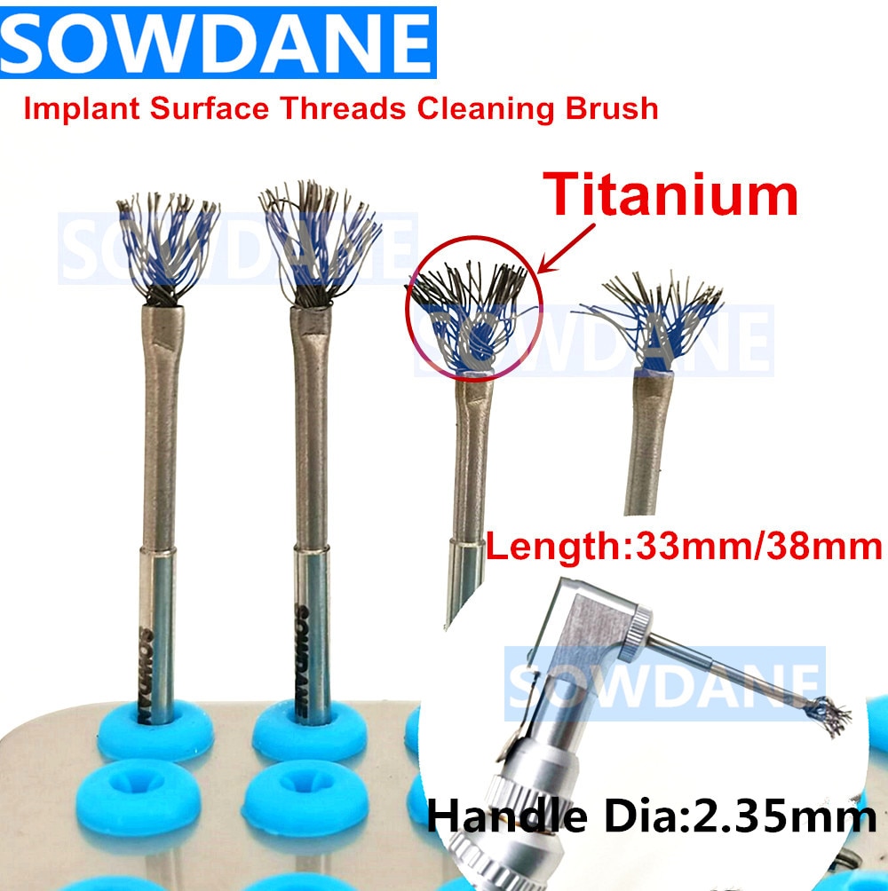 4 pcs Dental Debridement Peri-Implantitis Implant Surface Threads Cleaning Brush High Quality Titanium Brushes Autoclavable