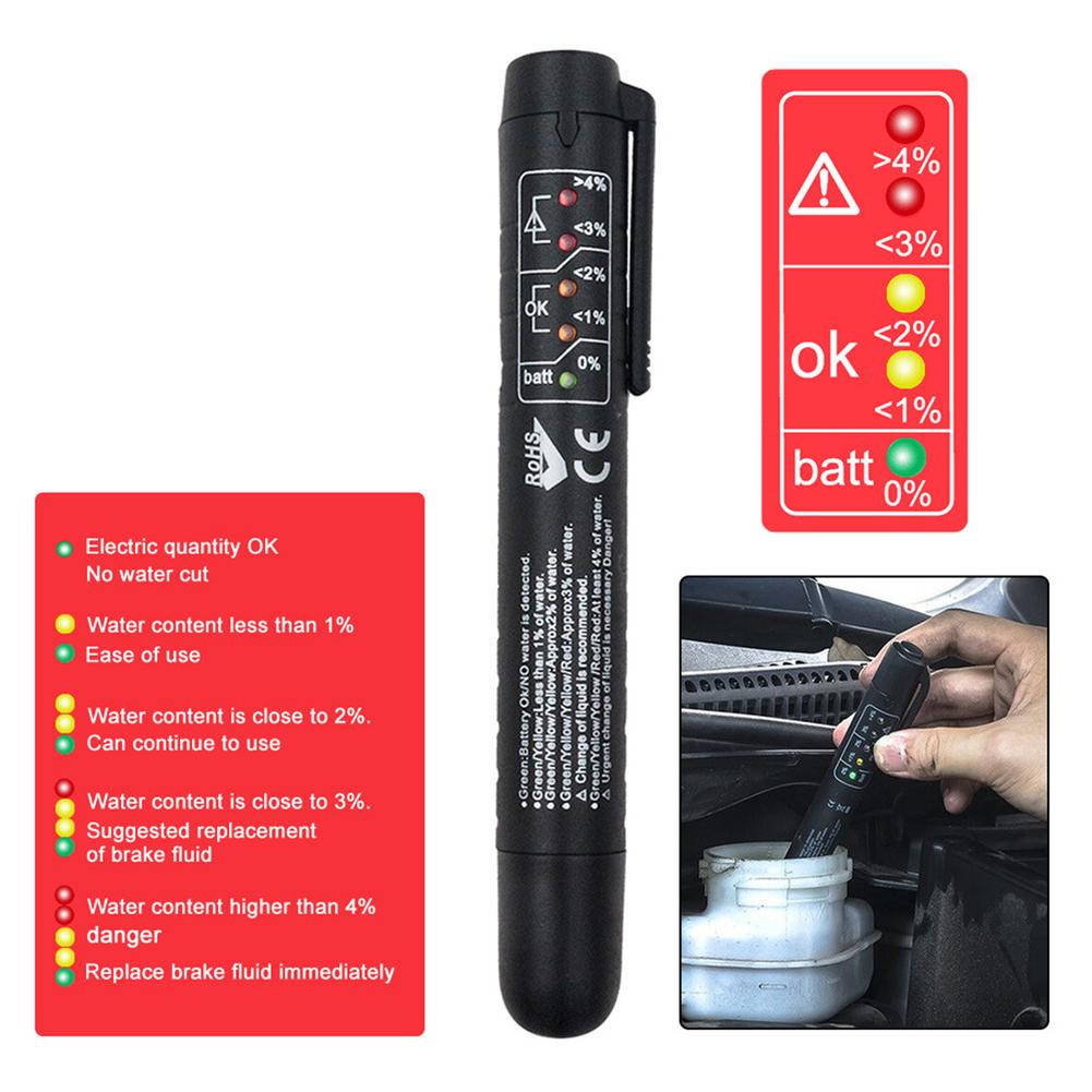 Brake Oil Testing Pen Automobile Brake Oil Water Content Detection Diagnostic Pen Motorcycle Brake Fluid 1.5V Tester