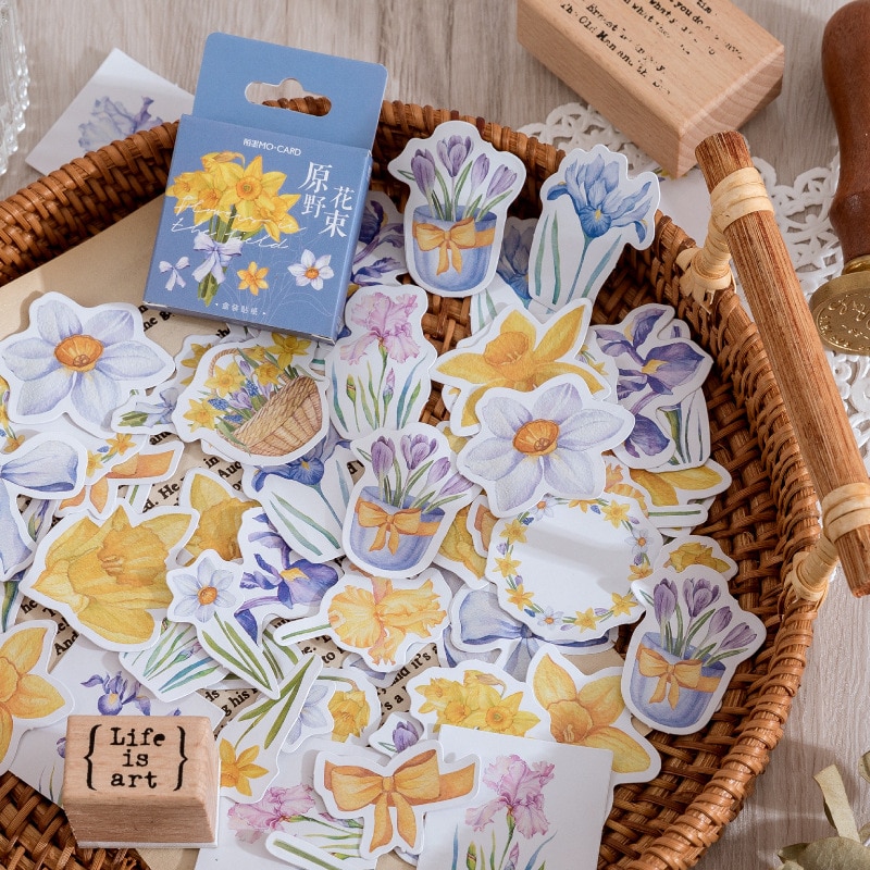 46pcs/box Colorful flower collection Decorative Stationery Stickers Scrapbooking DIY Diary Album Journal Stick Lable