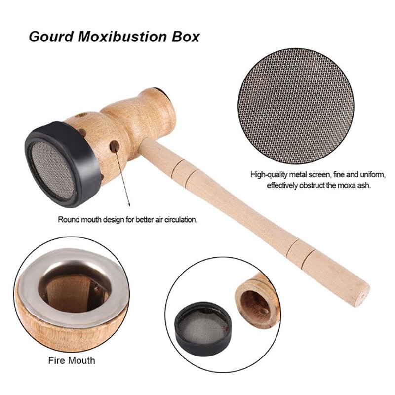 Gourd Moxibustion Box Wooden Moxa Stick Burner Holder Roll Set Wormwood Artemisia Acupuncture Burner Tool Moxa Strips