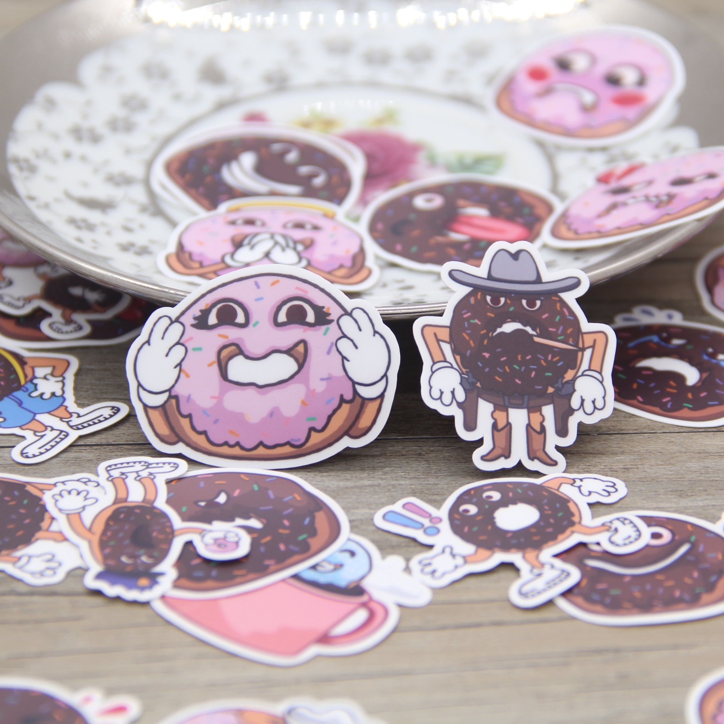 Funny Waterproof Donuts Expression Dessert Sweet DIY Scrapbooking Stickers for Personalized Decoration Planner Notebook Deco