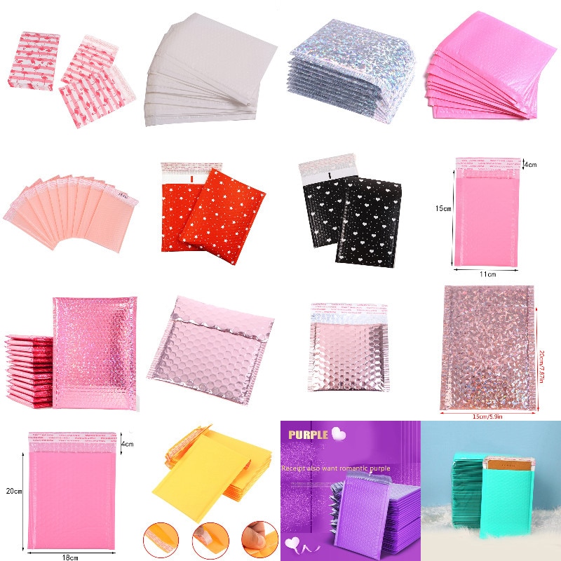 10pcs Waterproof Postal Ship Bag Courier Self Seal Envelope Bags Lined Poly Foam Bubble Mailers Padded Mailing Bag