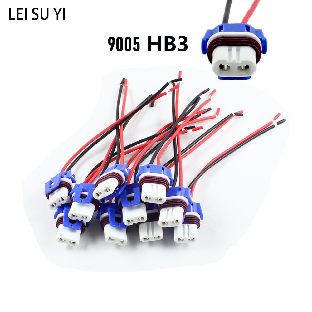 9005 HB3 Bulb Socket Female Adapter Connector Ceramic for Headlight Fog Lamp Automotive Wire Adapter Socket Lamp Connector