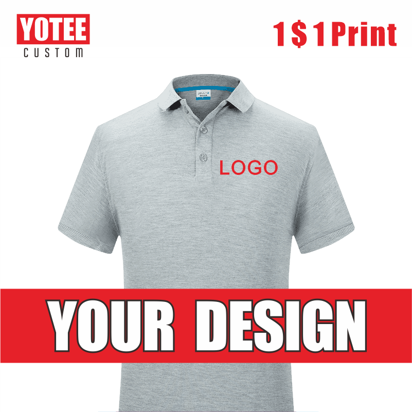 YOTEE Pure Cotton Polo Men's T-Shirt Logo Custom Embroidery Personal Group DIY Solid Color Tops Summer Shirts For Men