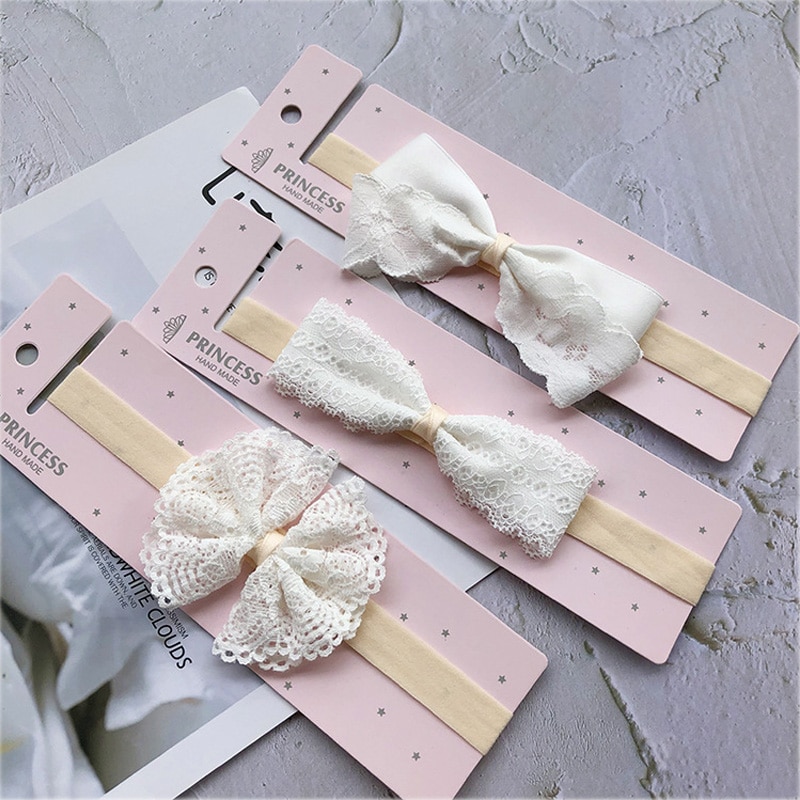 Lovely Lace Baby Headband Bowknot Girls Hollow Hairband Soft Summer Chidlren Hair Ribbon Princess Hair Accessories Fashion 2021