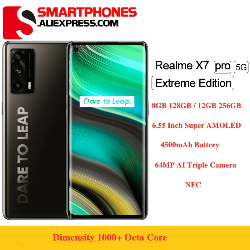Realme X7 Pro Extreme Edition/Ultra 5G phone 6.55" Super AMOLED Dimensity 1000+ 64MP Camera 65W Smart Flash Charge Mobile P