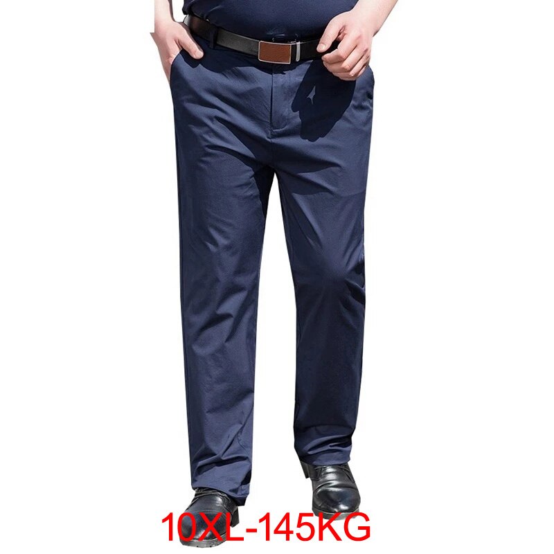 Large Size 10XL 145KG Summer Men Pants Trousers Stretch Elasticity Loose Big Sale Men Classic Khaki Office Pants