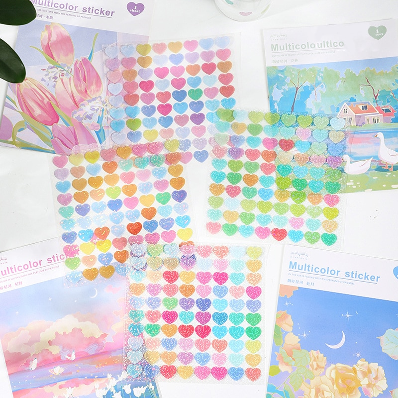 Colorful Heart Ribbon Love Decorative DIY Decor Sticker for Art Craft Greeting Card Scrap Book