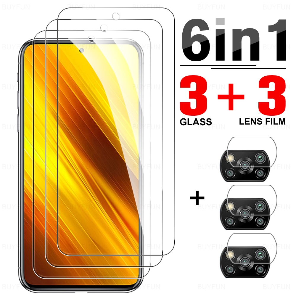 6-in-1 Tempered Glass For Xiaomi Poco M3 Screen Protector For Xiaomi Poco X3 NFC X3 Pro 11 Lite 4G 11 Lite 5G Camera Lens Film