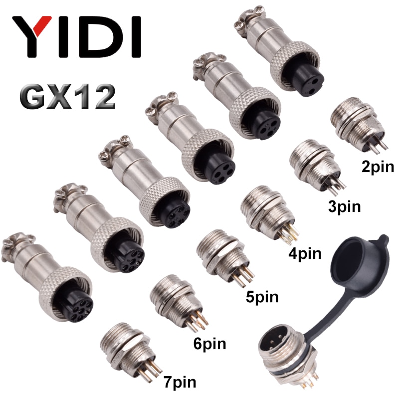1set GX12 2/3/4/5/6/7 Pin Aviation Connector, 12mm Male + Female L88-93 Circular Air Socket Plug Electrical Wire Panel Connector