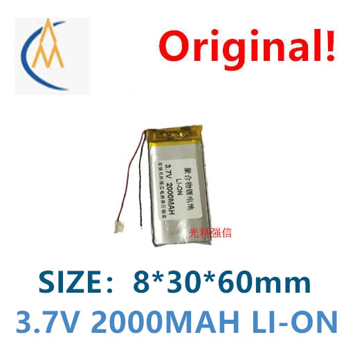 New full capacity 3.7V polymer lithium battery 803060 2000mAh power interphone / device / micro Bluetooth audio monitoring