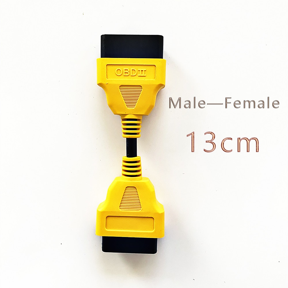 13CM Yellow OBD2 Extension Cable Male-to-Female Interface Easy to Use 16-Pin OBD 2 Plug Extension Adapter