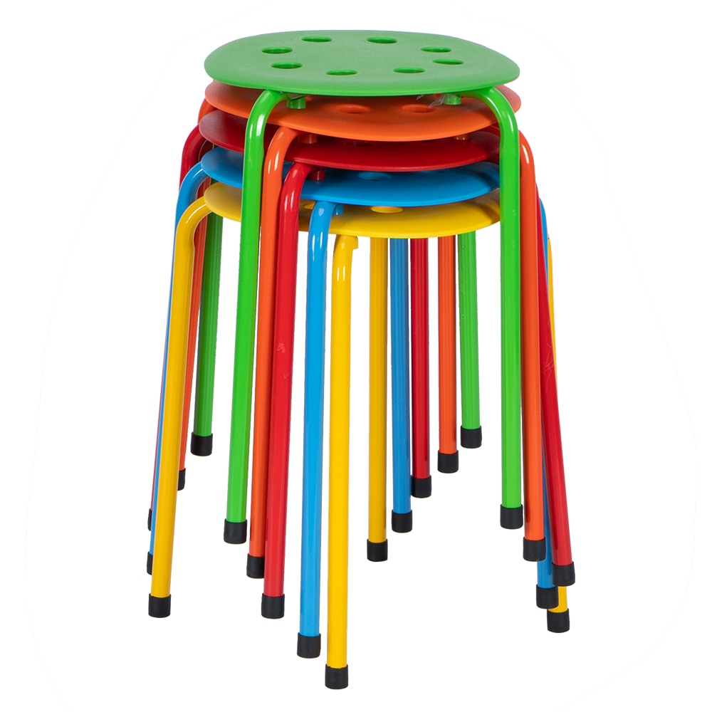 5-Piece Stackable Round Stool Multicolor Fashionable&Beautiful Appearance Environmentally Friendly Materials Easy to Move[US