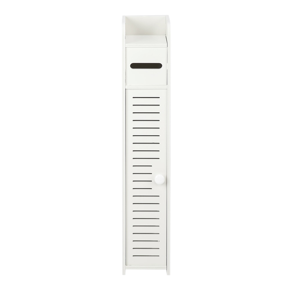 Bathroom Narrow Cabinet Paper Towel Storage Pvc 80cm High Waterproof Easy to Clean Easy assembly(15.5x17x80)cm White[US-W]