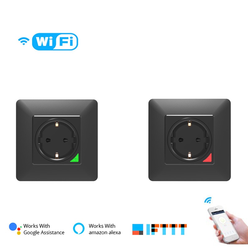 Big Sale Tuya WiFi Smart Socket EU 16A Wireless Voice Remote Control Smart Wall Socket Wifi Power Plug For Google Home Alexa