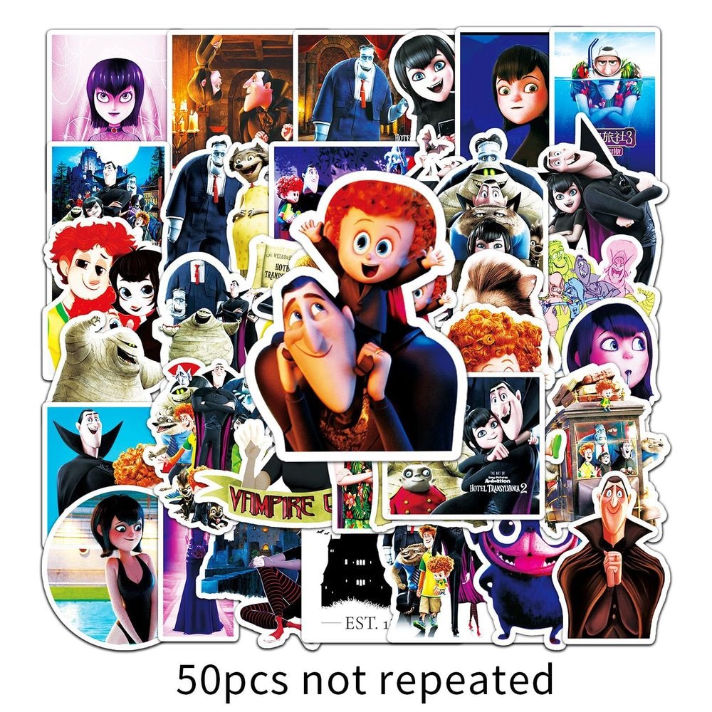 10/50pcs/pack Anime Vampire Comedy Hotel-Transylvania Stickers for Motorcycle Notebook Computer Car Children's Toys Refrige