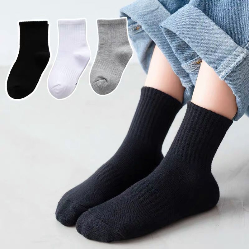 8pairls/Lot Children White Black Pure Socks for Girls Kids School Socks Soft Breathable Warm Cotton Socks
