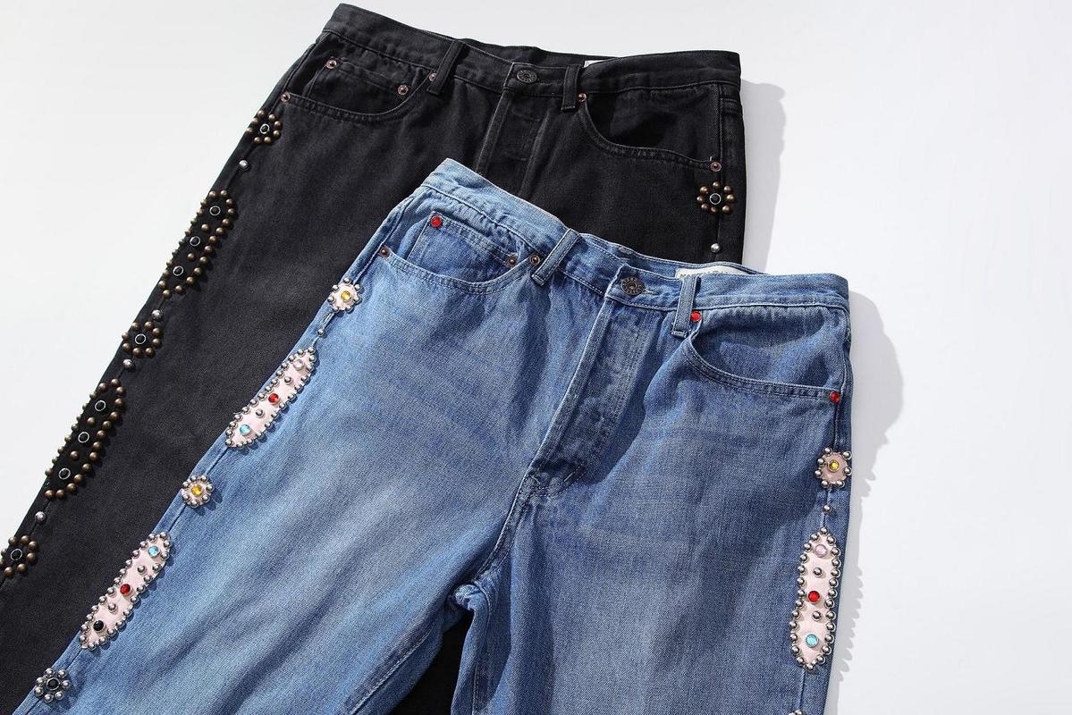 21SS patchwork gem KAPITAL pants gym clothing baggy jeans KAPITAL pant alternative clothing vintage KAPITAL pants