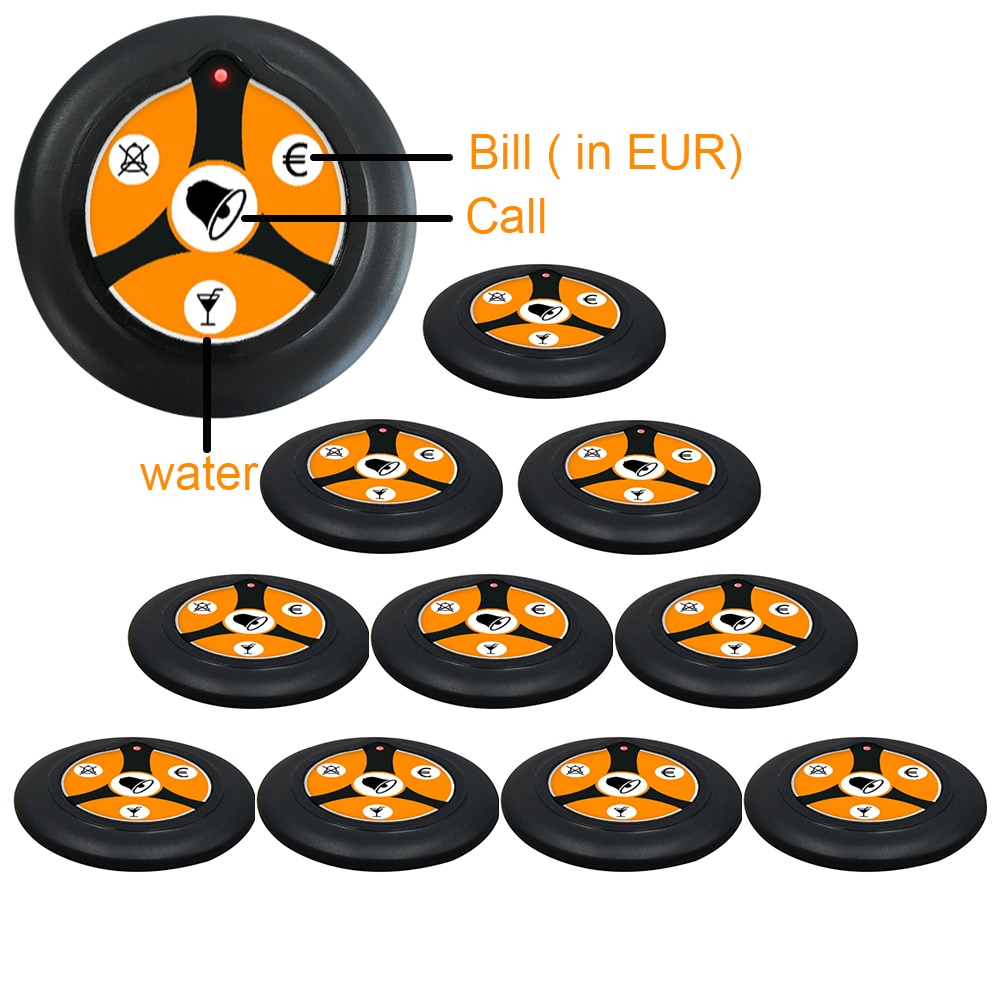 Wireless Calling System Restaurant Equipments Long Distance Perfect Design 10 Button Pager Transmitter for Table Servicei